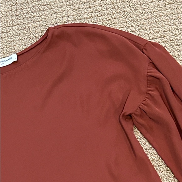 Amanda Uprichard Brown Peasant Sleeve Blouse size Small - Picture 5 of 13